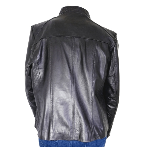 [1X] BERNARDO Genuine Leather Black Moto Jacket - Picture 5 of 16